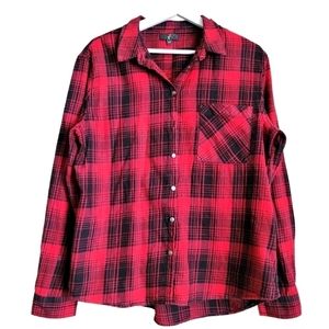 Boyfriend Plaid Shirt Red Large